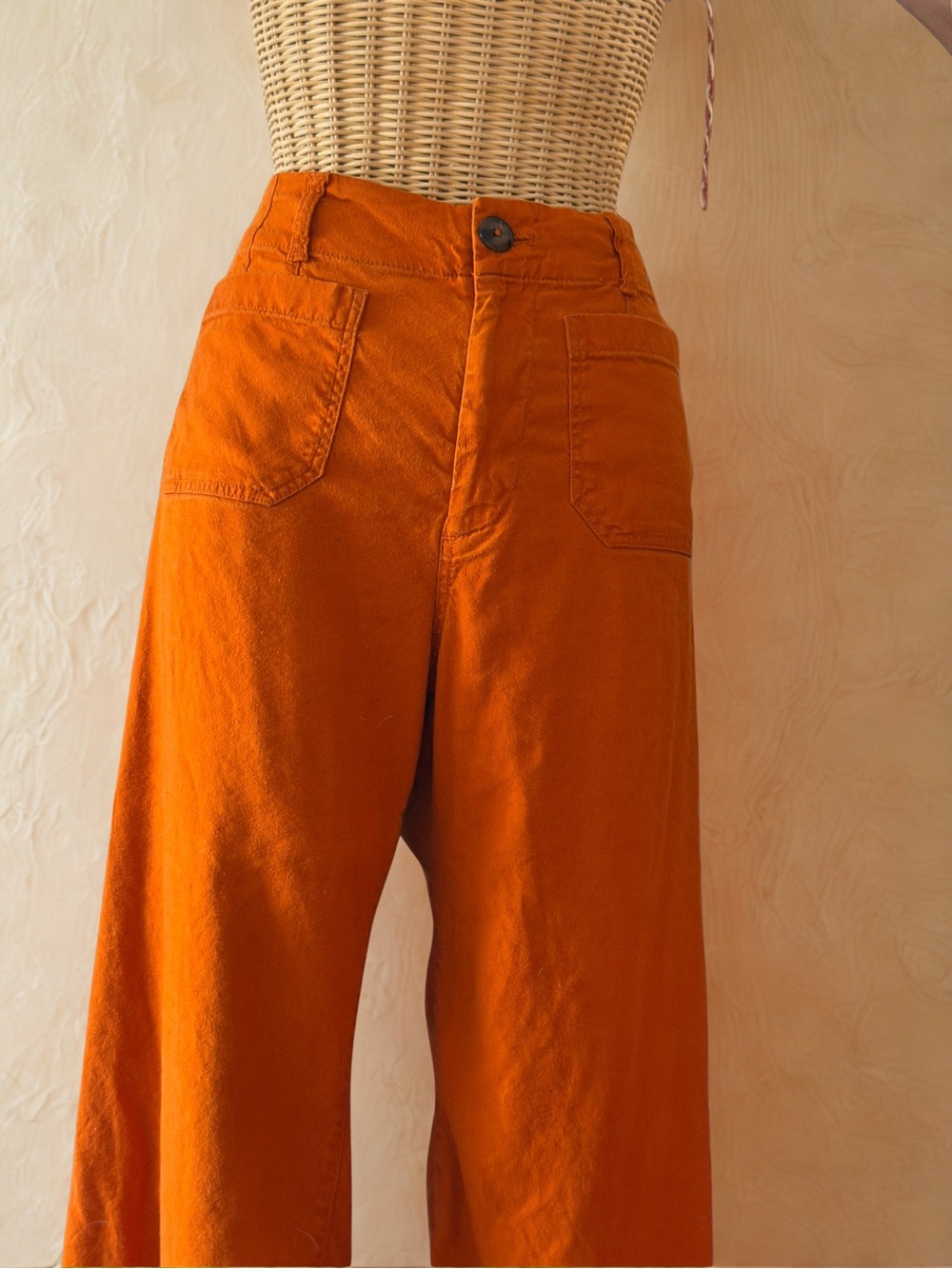 Maeve Wide Leg Pants in Burnt Orange
